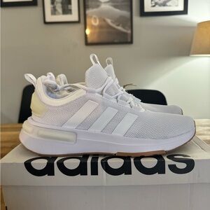 Men’s white adidas running shoe